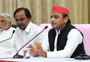 Akhilesh Yadav Addressing Press Conference with Telangana CM KCR at Hyderabad (26)