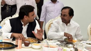 Akhilesh Yadav Addressing Press Conference with Telangana CM KCR at Hyderabad (33)