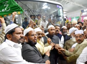 Dy. Chief Minister Govt of Telangana flagged off the first batch of Haj Pilgrims at Haj Terminal, Shamshabad Airport (3)