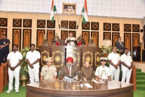 Hon'ble Governor E.S.L. Narasimhan addressed the joint session of the Telangana Legislative Council and Telangana Legislative Assembly on Saturday (5)