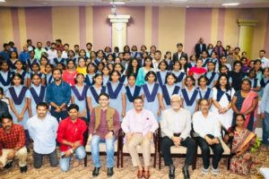 1. The girl children of Telangana State Residential School, Borabanda and ISS & IES Officer Trainees are seen with Sri BP Acharya, IAS Spl. Chief Secretary & DG of the Institute & other dignitaries