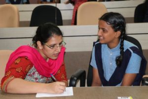 3. Miss Sushma Yadav, IES is seen interacting with her mentee from Telangana State Residential School, Borabanda, as a part of the Nurture the Future Initiative