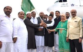 Dy. Chief Minister Govt of Telangana flagged off the first batch of Haj Pilgrims at Haj Terminal, Shamshabad Airport