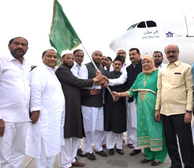Dy. Chief Minister Govt of Telangana flagged off the first batch of Haj Pilgrims at Haj Terminal, Shamshabad Airport