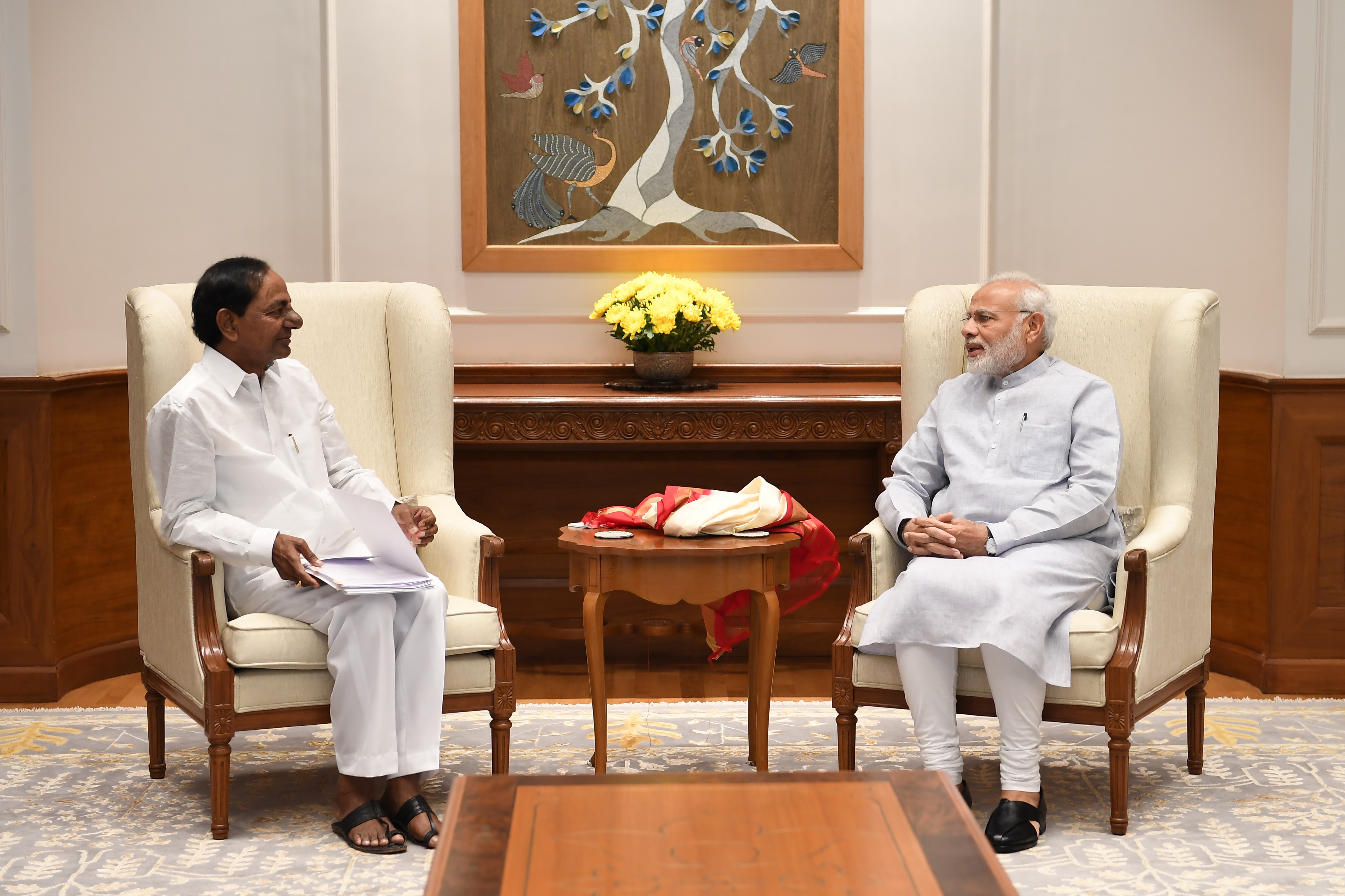 Telangana Chief Minister KCR had an hour-long meeting with PM Modi in New Delhi