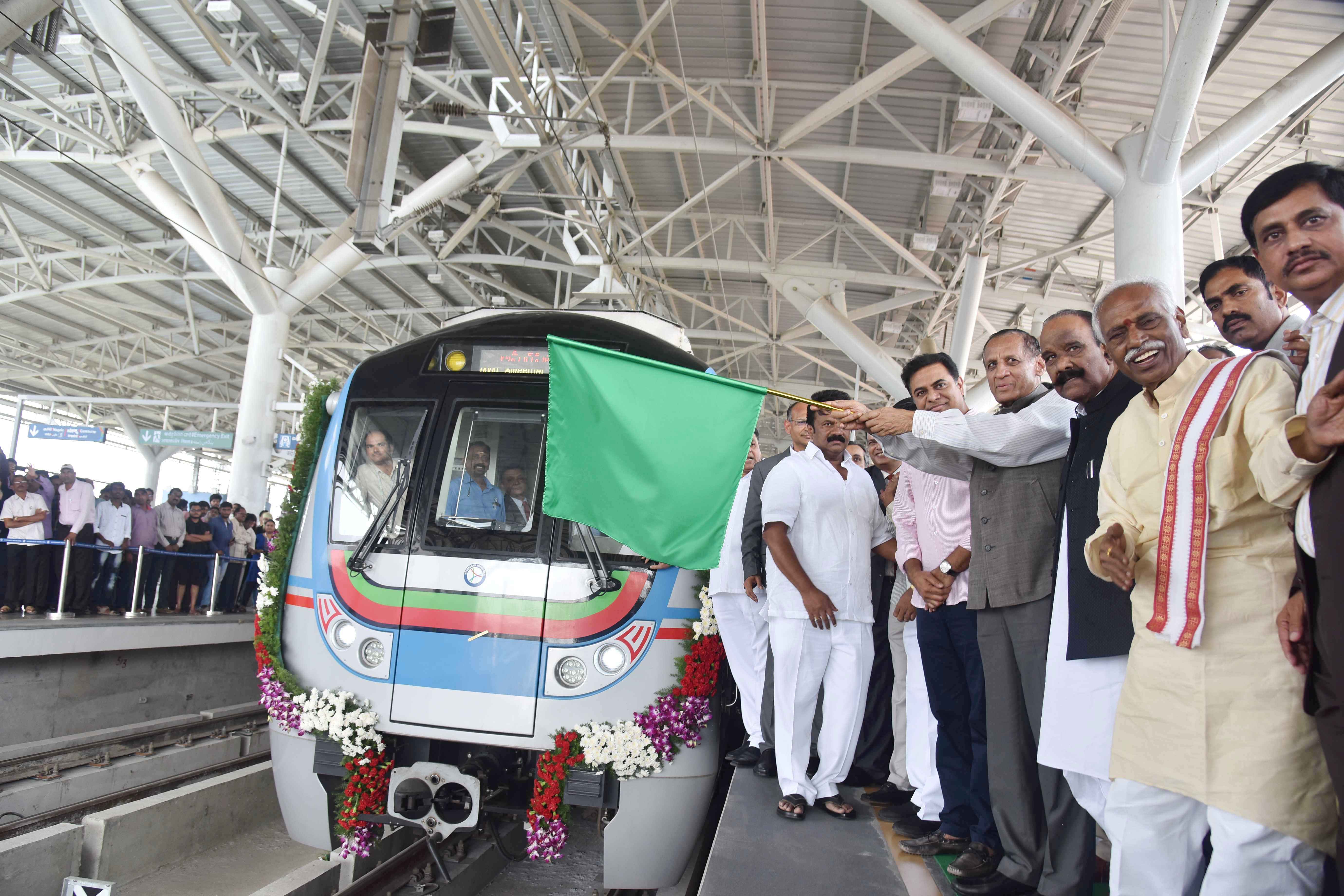 Hon'ble Governor flagged off the Ameerpet - LB Nagar Metro Line