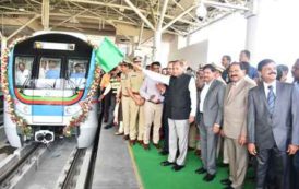 Governor E.S.L. Narasimhan flagged off the Metro Rail Cconnectivity to Hi-Tech City from Ameerpet Metro Station