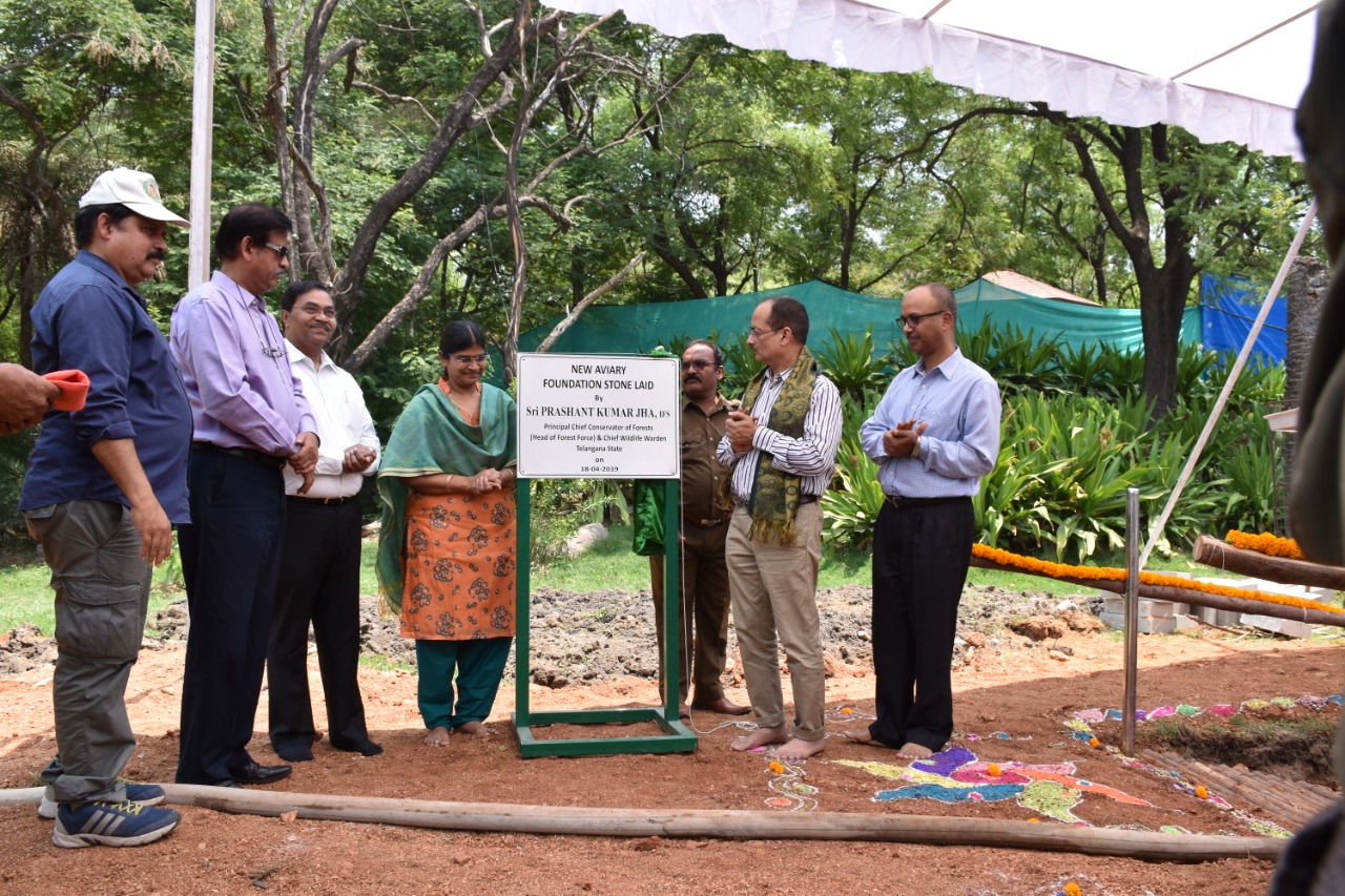 Zoo Officials Laid Foundation Stone for Construction of New Aviary at Parrot world Area in Nehru Zoological Park