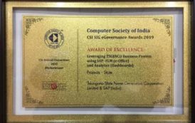 TSGENCO again Honoured with CSI SIG e-Governance Award of Excellence